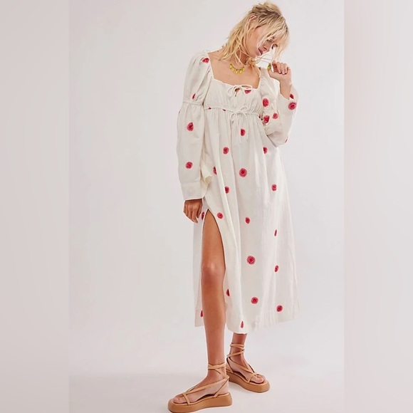 Free People Emory Embroidered Midi Dress NWOT - Picture 2 of 11